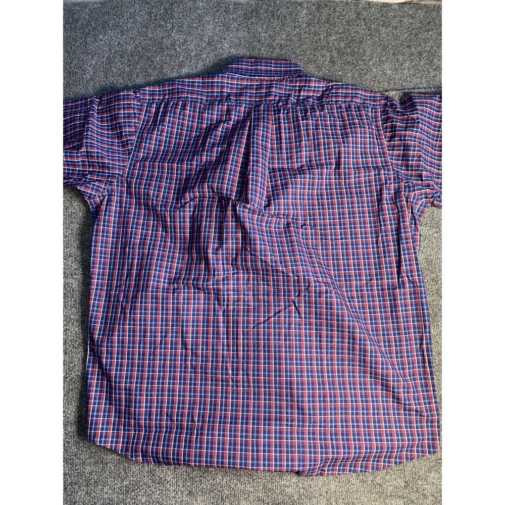 Berkley Jensey Shirt Mens XL Blue Plaid Wrinkle Free Cotton Collared Button Down - Picture 2 of 5